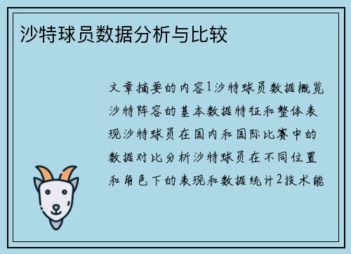 沙特球员数据分析与比较